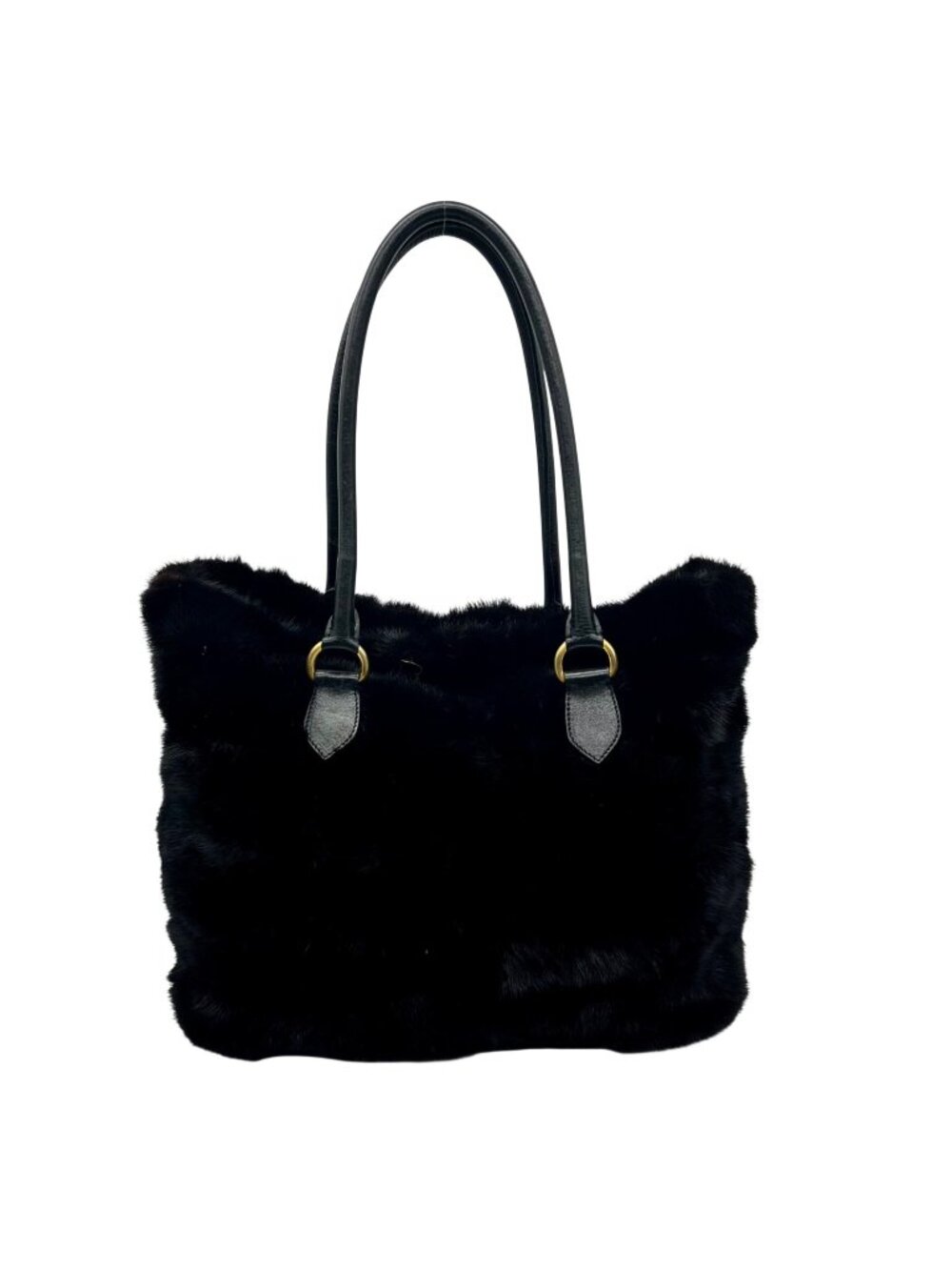 Falorni Italia Le Borse Black Fur Shoulder Bag